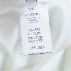 Pre Owned Balmain White Embellished Yoke Detail Long Sleeve T-Shirt M