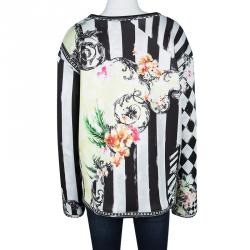 Pre Owned Balmain Muticolor Floral Printed Oversized Sweatshirt M