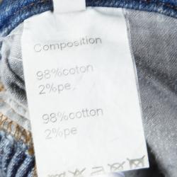Balmain Grey Washed Denim Pintucked Panel Zip Detail Skinny Jeans S