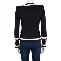 Pre Owned Balmain Monochrome Button Detail Tailored Blazer S