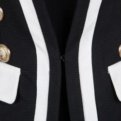 Pre Owned Balmain Monochrome Button Detail Tailored Blazer S