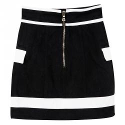 Pre Owned Balmain Monochrome Knit Pencil Skirt S