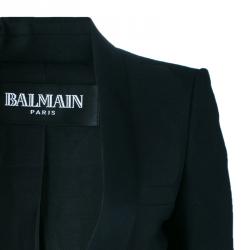 Pre Owned Balmain Black Single Breasted Blazer M