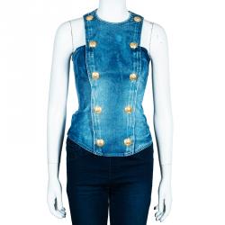 Balmain Embellished Denim Top S