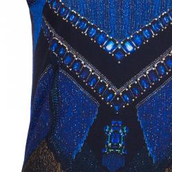 Pre Owned Balmain Blue Printed Sleeveless Tshirt S