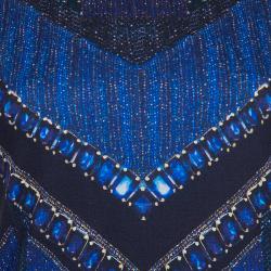 Pre Owned Balmain Blue Printed Sleeveless Tshirt S