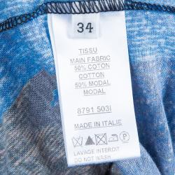 Pre Owned Balmain Blue Printed Sleeveless Tshirt S