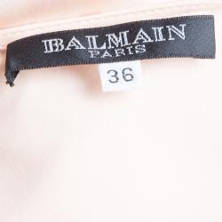 Balmain Pink Motif Embellished Sleeveless Silk Top S