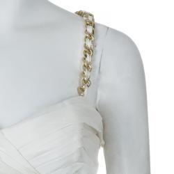 Pre Owned Balmain White Empire Line Chain Strap Silk Gown M