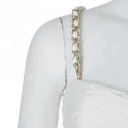 Pre Owned Balmain White Empire Line Chain Strap Silk Gown M