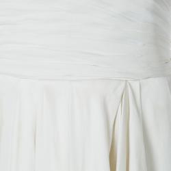 Pre Owned Balmain White Empire Line Chain Strap Silk Gown M