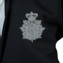 Pre Owned Balmain Black Embellished Motif Wool Blazer S