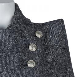 Balmain Grey Wool Cape Coat S