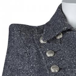 Balmain Grey Wool Cape Coat S