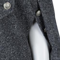 Balmain Grey Wool Cape Coat S