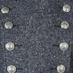 Balmain Grey Wool Cape Coat S
