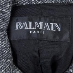 Balmain Grey Wool Cape Coat S