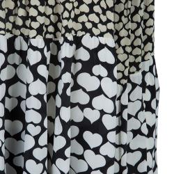 Pre Owned Balmain Monochrome Heart Print Studded Top L