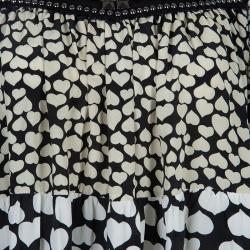 Pre Owned Balmain Monochrome Heart Print Studded Top L