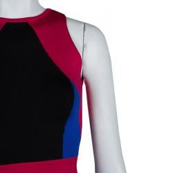 Pre Owned Balmain Abstract Color Block Sleeveless Bodycon Dress S