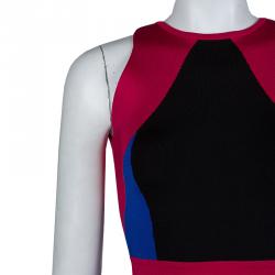 Pre Owned Balmain Abstract Color Block Sleeveless Bodycon Dress S