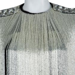 Pre Owned Balmain Velvet Beaded Dress S