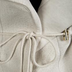 Pre Owned Balmain Off White Corded Waist Tie Detail Lambskin Leather Jacket S
