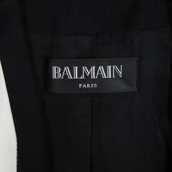 Pre Owned Balmain Monochrome Striped Open Front Blazer M