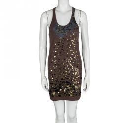 Barbara Bui Brown Cotton Embellished Tank Dress S