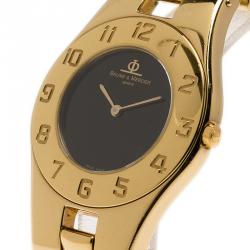 Pre Owned Baume et Mercier Black Gold-Plated Stainless Steel Linea Women's Wristwatch 30MM