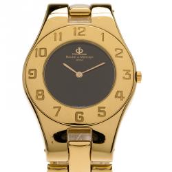 Pre Owned Baume et Mercier Black Gold-Plated Stainless Steel Linea Women's Wristwatch 30MM