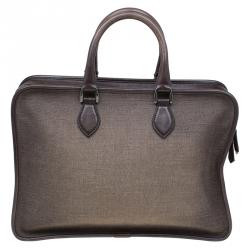 Berluti Taupe Canvas and Leather Script Un Jour Briefcase