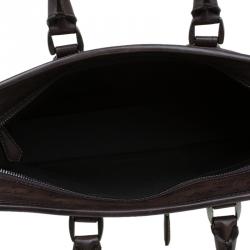Berluti Taupe Canvas and Leather Script Un Jour Briefcase