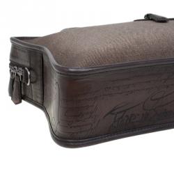 Berluti Taupe Canvas and Leather Script Un Jour Briefcase