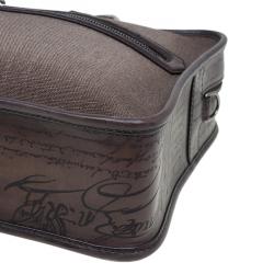 Berluti Taupe Canvas and Leather Script Un Jour Briefcase