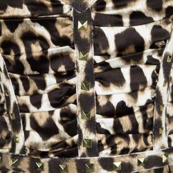 Blumarine Leopard Printed Knit Rockstud Embellished Sheath Dress S
