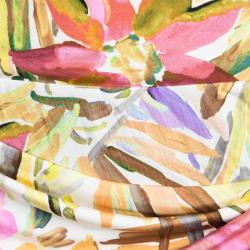 Blumarine Multicolor Floral Printed Silk Knit Draped Skirt M