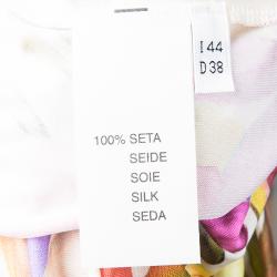 Blumarine Multicolor Floral Printed Silk Knit Draped Skirt M