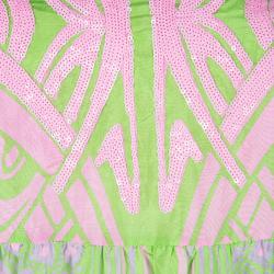 Blumarine Green and Pink Printed Silk Sequin Embellished Long Sleeve Tunic M