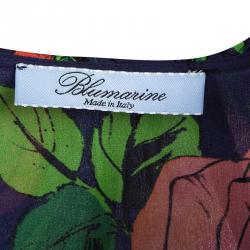 Blumarine Multicolor Floral Printed Ruffle Detail Long Sleeve Blouse S