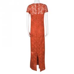 Blumarine Orange Floral Lace Embellished Maxi Dress S