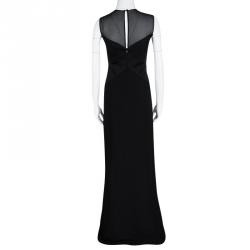 Pre Owned Boss By Hugo Boss Black Sheer Panel Detail Sleeveless Maxi Dress S
