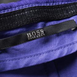 Pre Owned Boss by Hugo Boss Blue Crushed Silk Strapless Maxi Dianela Dress M