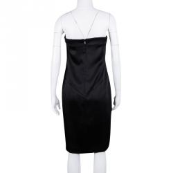 مملوكة مسبقًا Boss By Hugo Boss Black Pearl Embellished Strapless Dress M