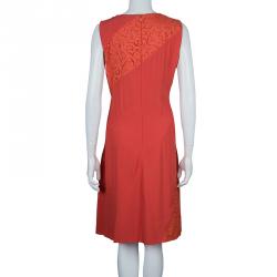 Pre Owned Boss by Hugo Boss Red Lace Detail Sleeveless Dress M