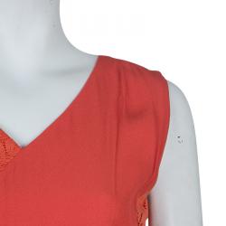 Pre Owned Boss by Hugo Boss Red Lace Detail Sleeveless Dress M