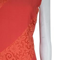 Pre Owned Boss by Hugo Boss Red Lace Detail Sleeveless Dress M