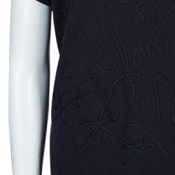 مملوكة مسبقًا توب بوس باي هيوغو بوس أسود قماش وبري بأبليكات مزينة S