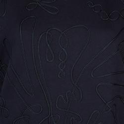 مملوكة مسبقًا توب بوس باي هيوغو بوس أسود قماش وبري بأبليكات مزينة S