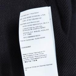 مملوكة مسبقًا توب بوس باي هيوغو بوس أسود قماش وبري بأبليكات مزينة S